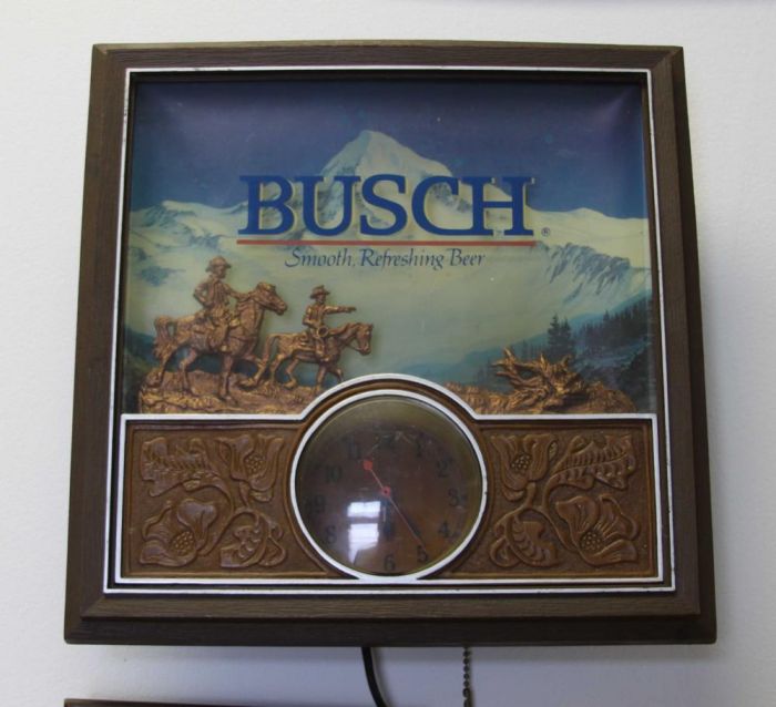 Busch Smooth Refreshing Beer Clock Sign